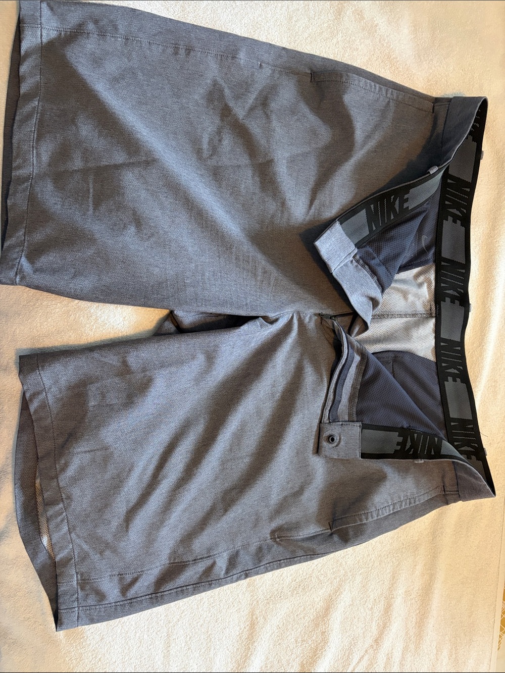 Nike Men's Dark Gray Athletic Golf Shorts with Branded Waistband